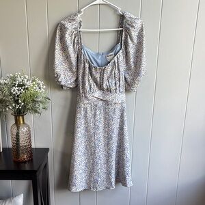 ARULA Blue and White Floral Mini Dress